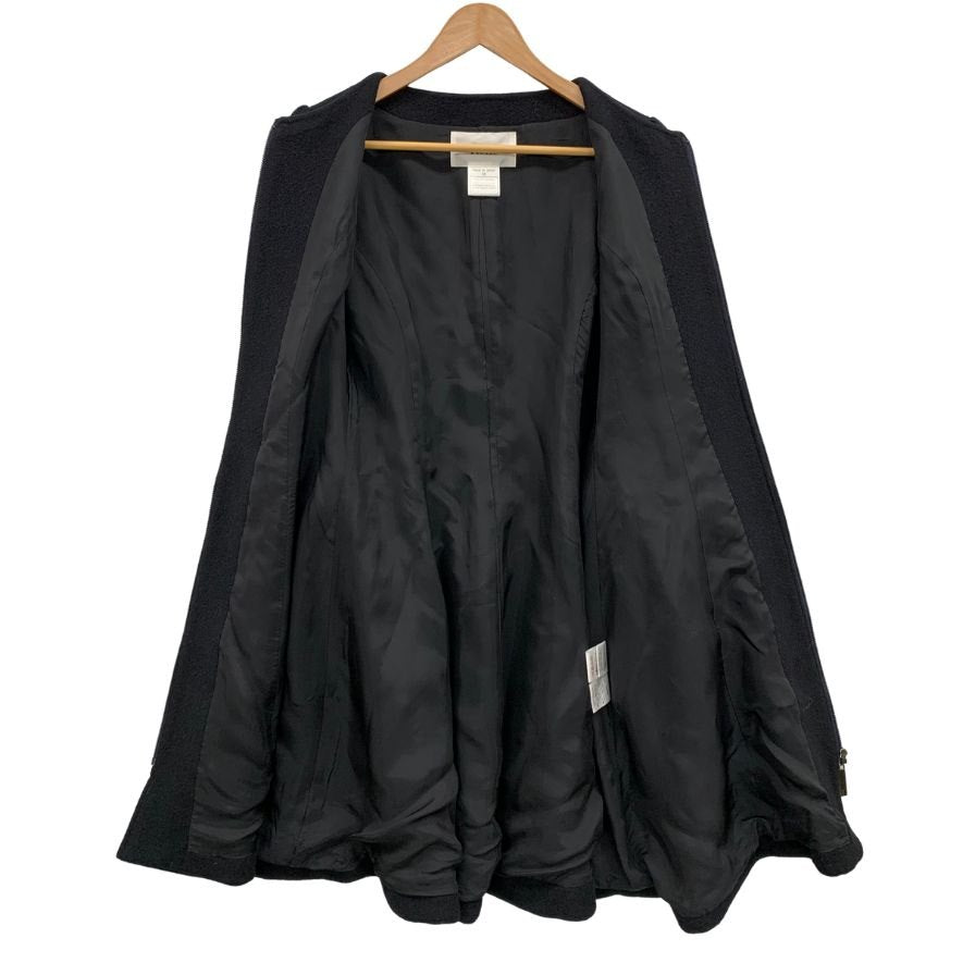 美品◆ルネ コート ノーカラーコート 6448130 ミンクティペット アンゴラ サイズ36 ブラック レディース Rene 【AFA12】