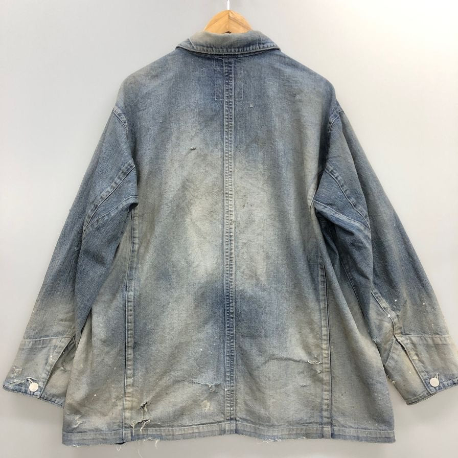 極美品◆アンセルム デニム カバーオール ジャケット ブルゾン ダメージ加工 25年モデル メンズ サイズ1 Ancellm 【AFB6】