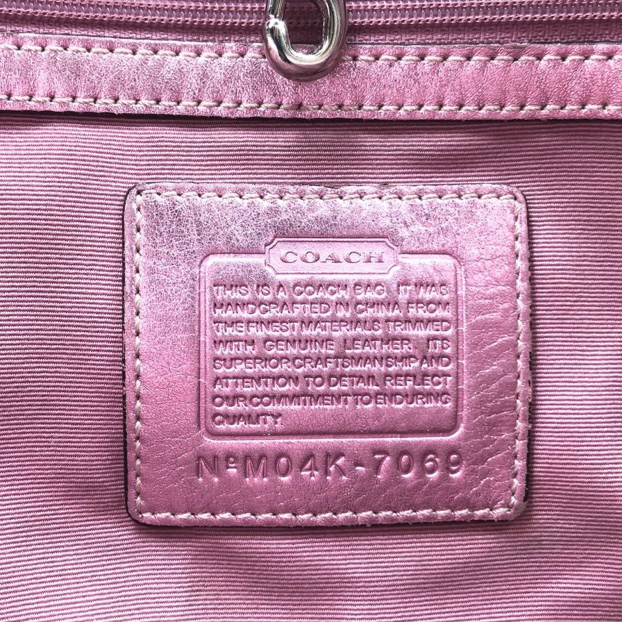 コーチ トートバッグ 7069 シグネチャー キャンバス バッグ 切替 ベージュ ピンク COACH【AFE11】