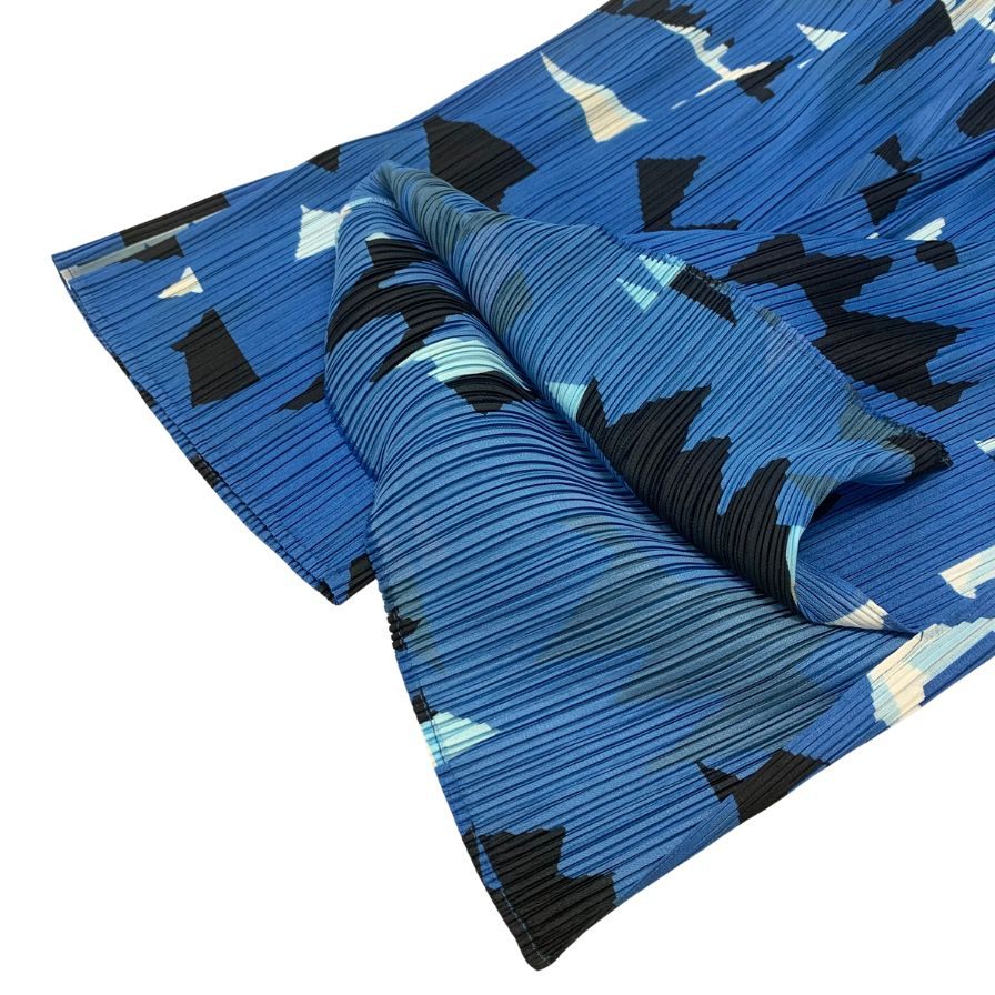 美品◆プリーツプリーズ イッセイミヤケ パンツ ブルー系 PP41-JF724 ポリエステル サイズ4 レディース PLEATS PLEASE ISSEY MIYAKE 【AFB46】