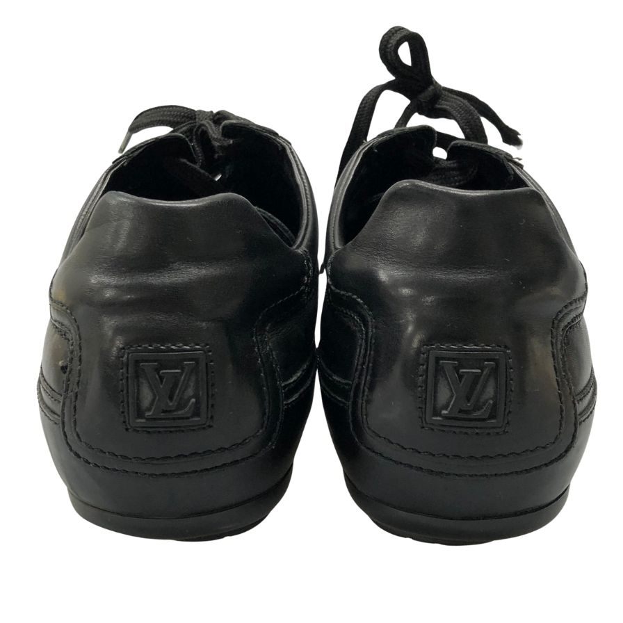 ルイヴィトン レザー ローカット スニーカー シューズ 靴 #6 1/2 GO0035 ブラック メンズ LOUIS VUITTON LEATHER LOW CUT SNEAKERS 約25.5cm【AFC4】