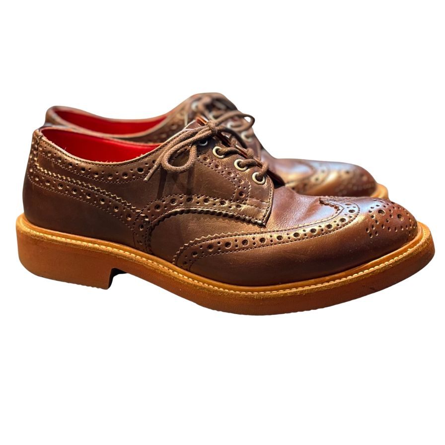 トリッカーズ レザーシューズ バートン 75633 ウイングチップ ブラウン メンズ サイズUK7.5 Tricker's ビジネスシューズ 約26.0cm【LA】【中古】