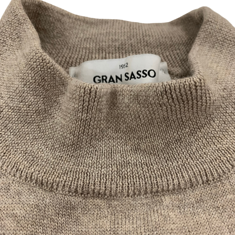 極美品◆グランサッソ モックネックニット ウール100% ベージュ メンズ GRAN SASSO 【AFB30】