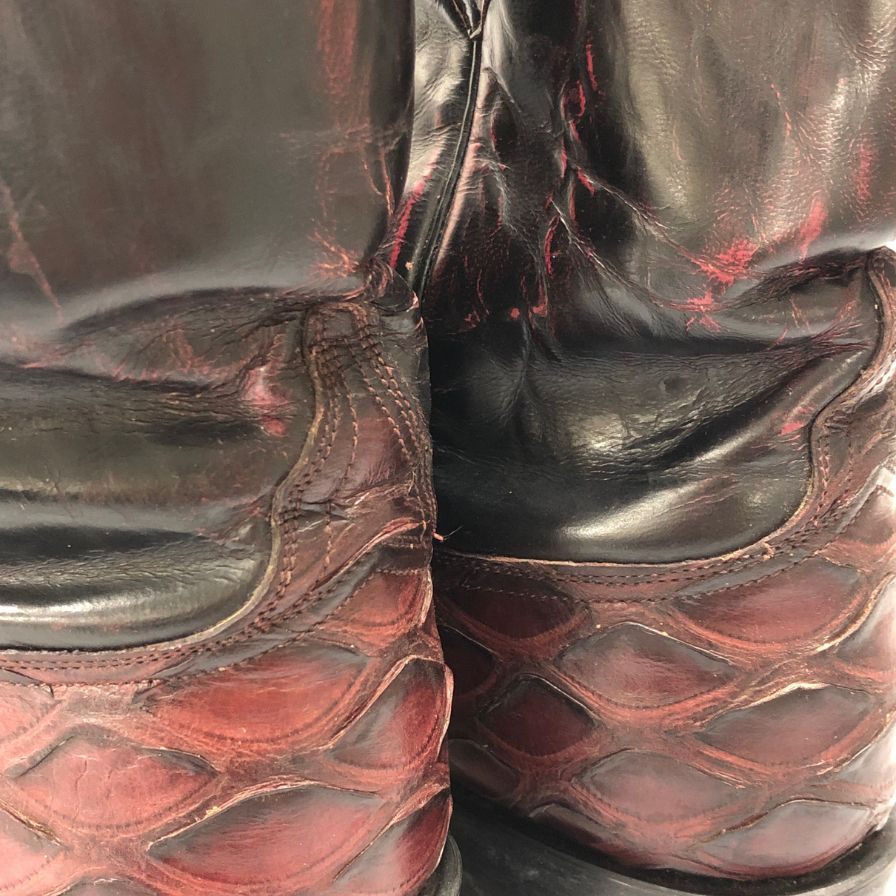 ルケーシー ローパーブーツ ピラルクー&レザーコンビ メンズ サイズ8D ブラウン系 Lucchese 約26.0cm【AFC18】