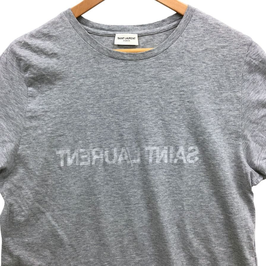 極美品◆サンローラン パリ Tシャツ リバースロゴ メンズ グレー サイズL SAINT LAURENT PARIS 【AFB16】