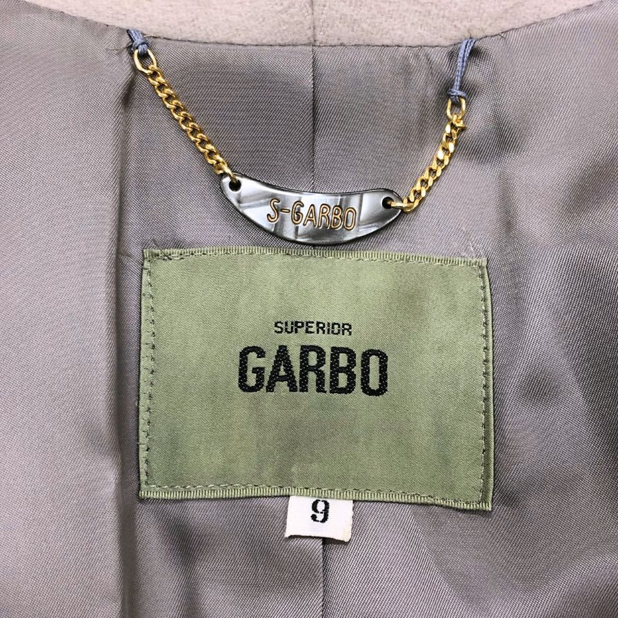 中古◆スーペリア ガルボ ノーカラー カシミアコート レディース サイズ9 Superior Galbo 【AFB22】