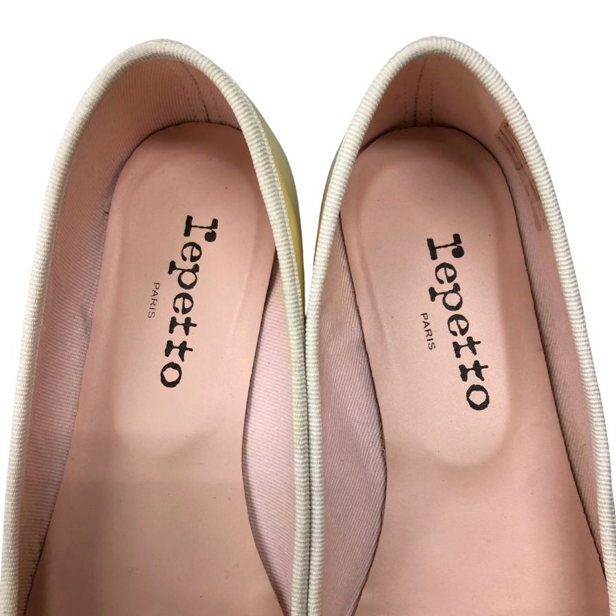 レペット バレェシューズ パテントレザー リボン アイボリー レディース サイズ37 repetto 約23.5cm【AFC7】
