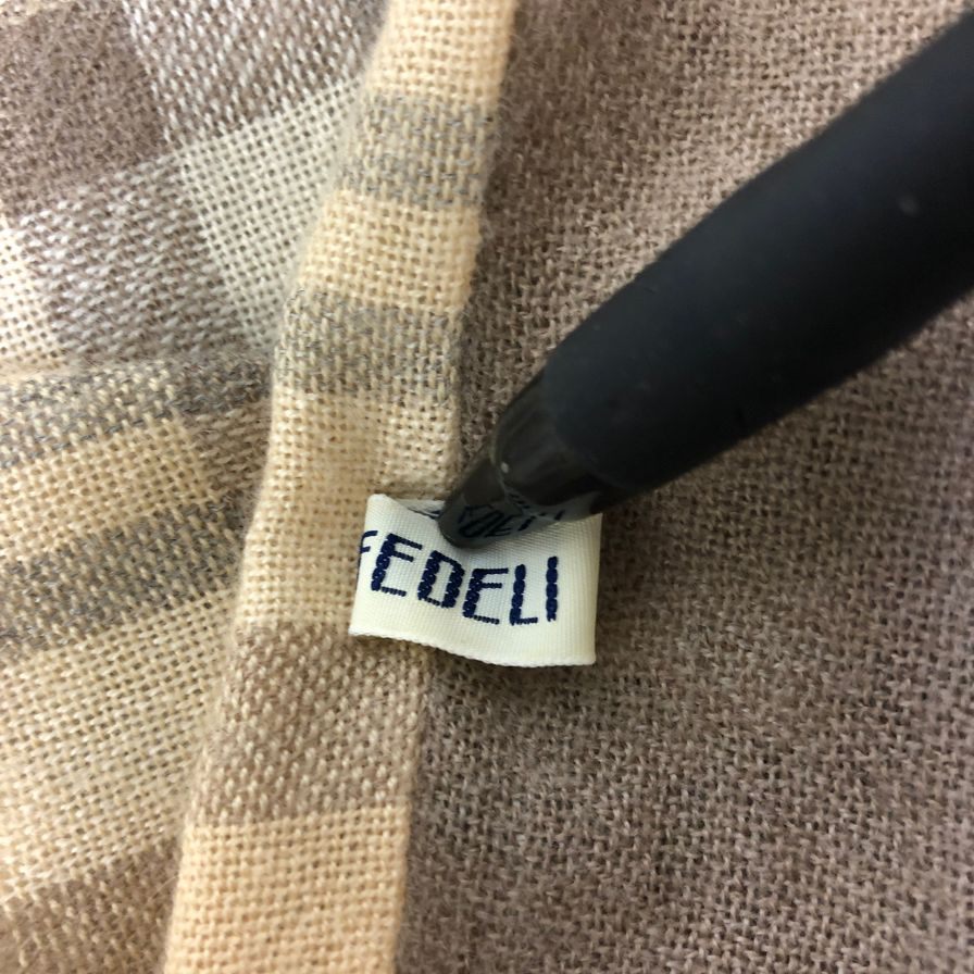 フェデリ ストール カシミア系 チェック リバーシブル 両面 フリンジ マフラー ベージュ FEDELI【AFI20】