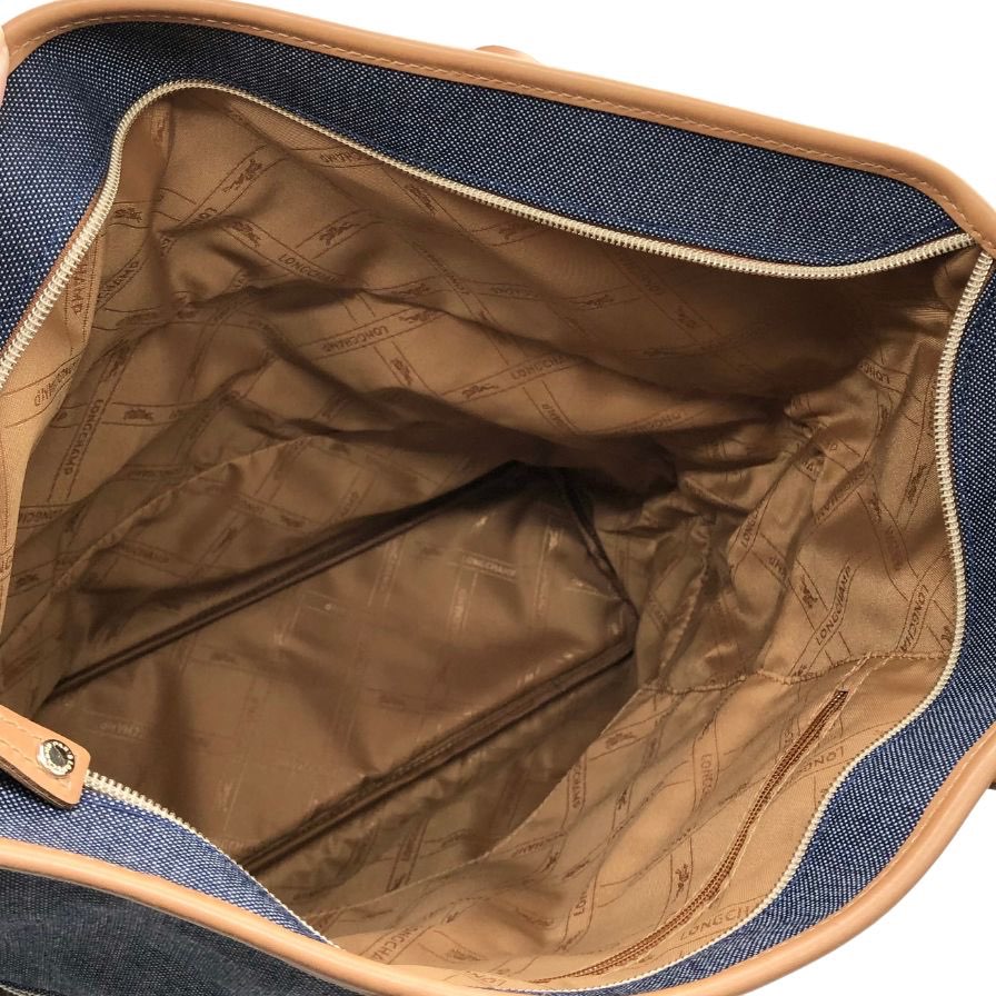 ロンシャン トートバッグ ジップ デニム キャンバス×レザー レディース LONGCHAMP【AFE8】