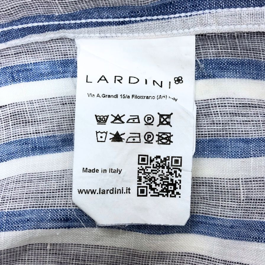 美品◆ラルディーニ 長袖シャツ ストライプ リネン サイズ39 メンズ LARDINI 【AFB17】