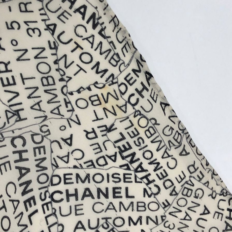 シャネル スカーフ CC柄 総柄 シルク ブラック レディース CHANEL【AFI18-3】