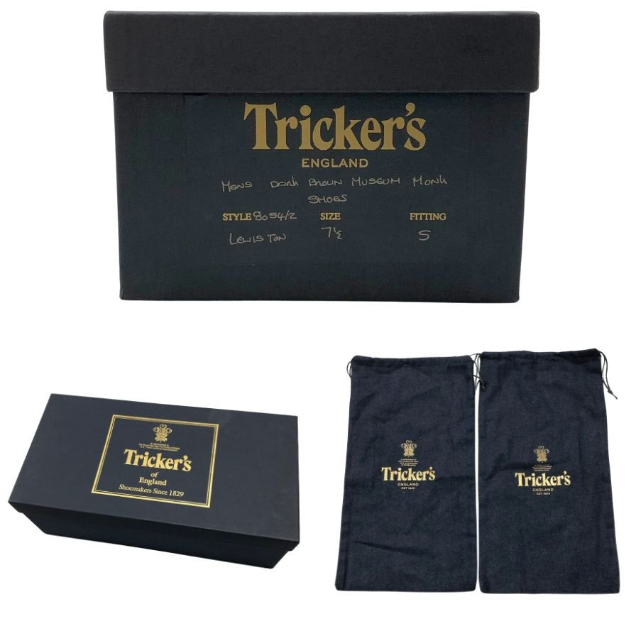 トリッカーズ レザーシューズ LEWISTON シングルモンク ミュージアムレザー ブラウン メンズ サイズ7.5 TRICKERS ビジネスシューズ 約26.5cm【LA】【中古】