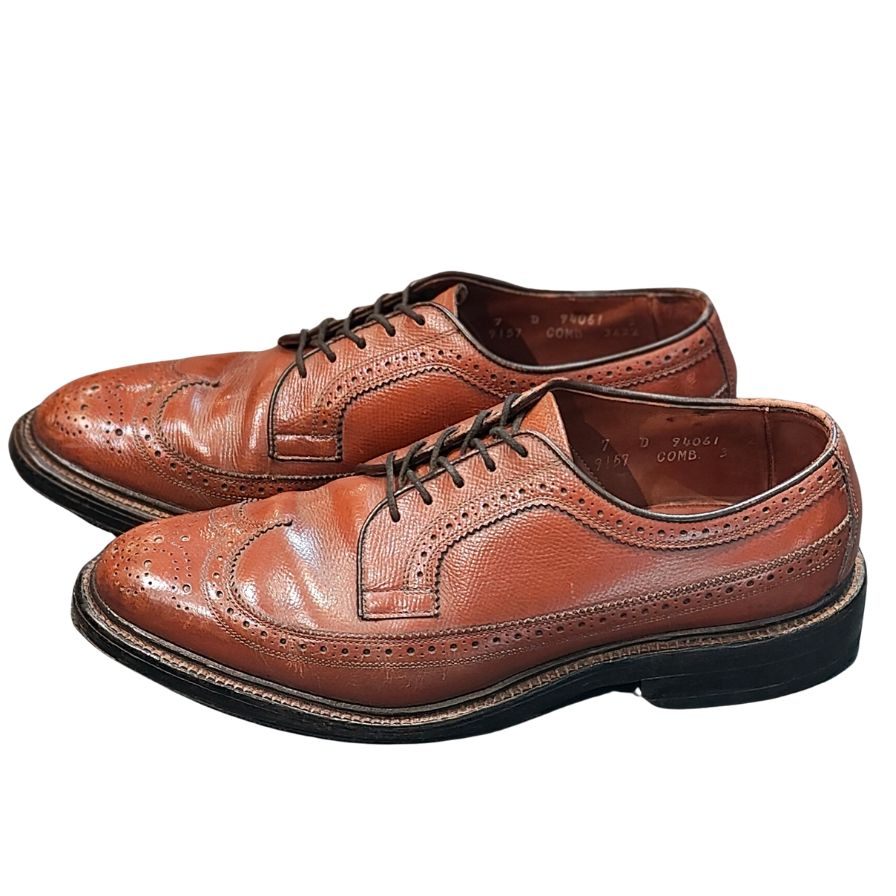 アレンエドモンズ レザーシューズ マクニール ウイングチップ グレインレザー ブラウン サイズUS7D Allen Edmonds ビジネスシューズ 約25.0cm【LA】【中古】
