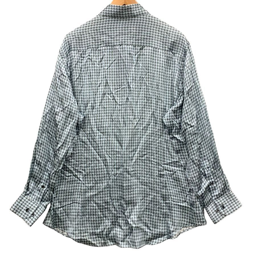 中古◆ジョルジオ アルマーニ 総柄 シルク100% シャツ メンズ サイズ44 ブルー系 GIORGIO ARMANI 【AFB33】