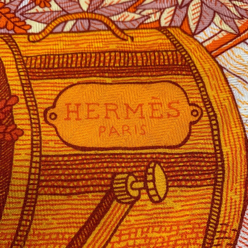 エルメス スカーフ カレ140 Acte III, Scene I, La Clairiere 三幕一場、森の空き地にて オレンジ レディース シルク HERMES【AFI13】
