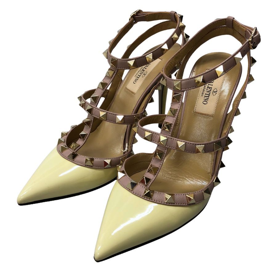 ヴァレンティノガラヴァーニ ヒールパンプス ストラップ ロックスタッズ アイボリー レディース サイズ37 VALENTINO GARAVANI 約23.5cm【AFD8】