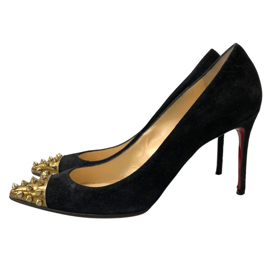 クリスチャンルブタン パンプス ハイヒール スエード スパイクスタッズ ブラック レディース サイズ23.5 Christian Louboutin 約23.5cm【AFC44】