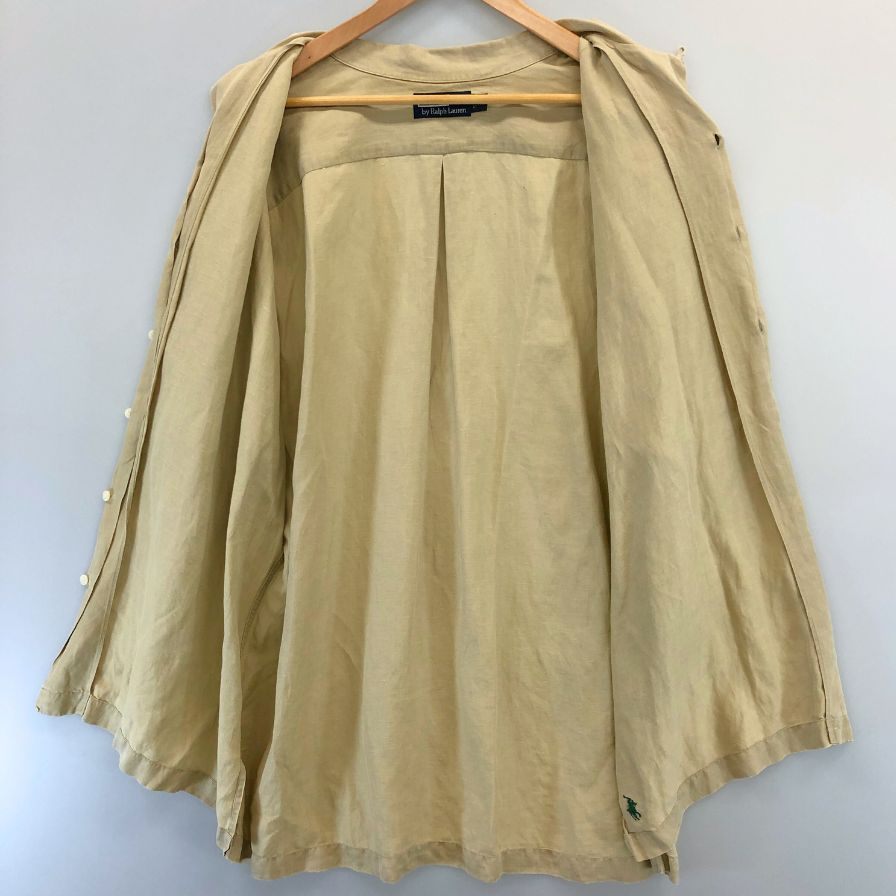 美品◆ポロ ラルフローレン ヴィンテージ開襟シャツ ベージュ メンズ サイズXL POLO RALPH LAUREN 【AFB45】