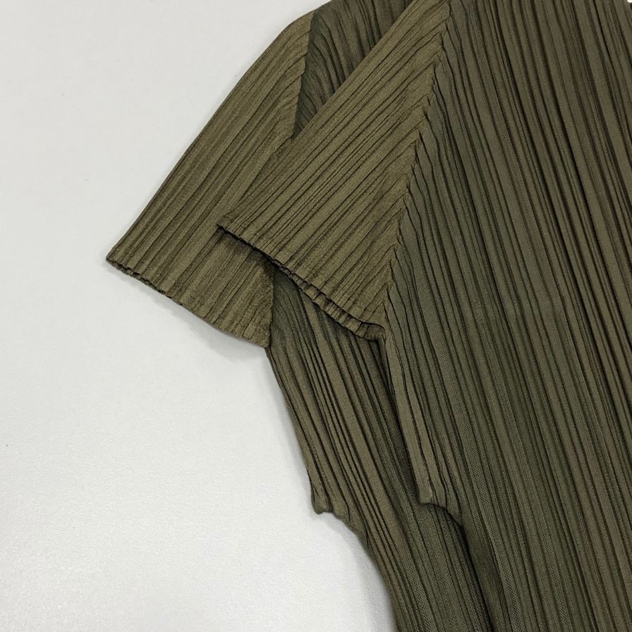 極美品◆プリーツプリーズ チュール レイヤード ワンピース カーキ サイズ3 レディース PP33-JT626 PLEATS PLEASE ISSEY MIYAKE 【AFB38】