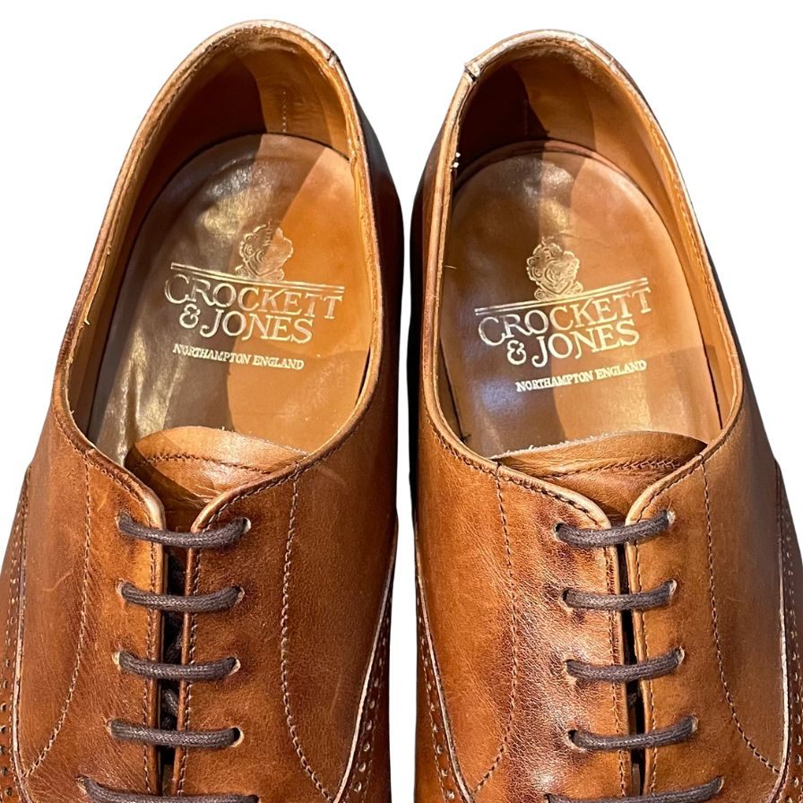 クロケット&ジョーンズ レザーシューズ プレーントゥ ダルトン レザー メンズ サイズUK7E ブラウン CROCKETT&JONES DALTON ビジネスシューズ 約26.0cm【LA】【中古】