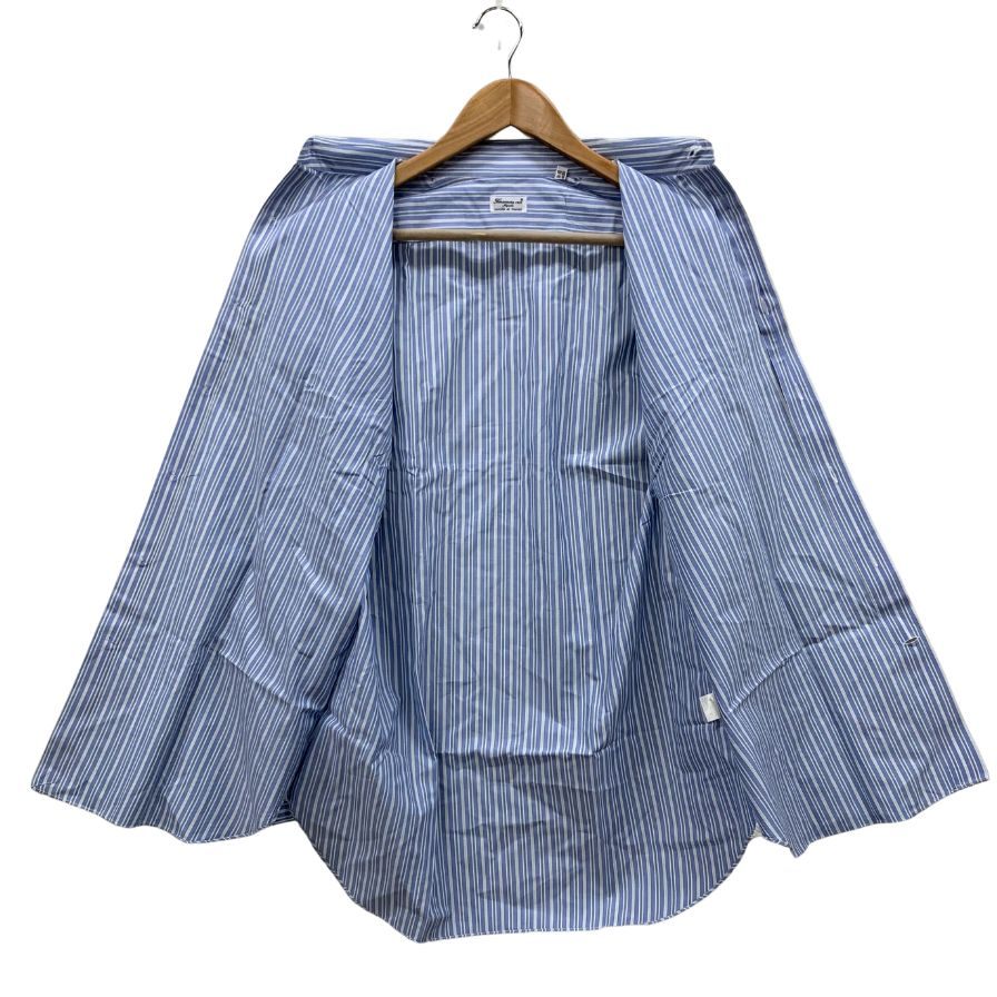 美品◆フィナモレ シャツ ドレスシャツ イタリア製 コットン ストライプ柄 ブルー サイズ16/41 メンズ FINAMORE 【AFB21】