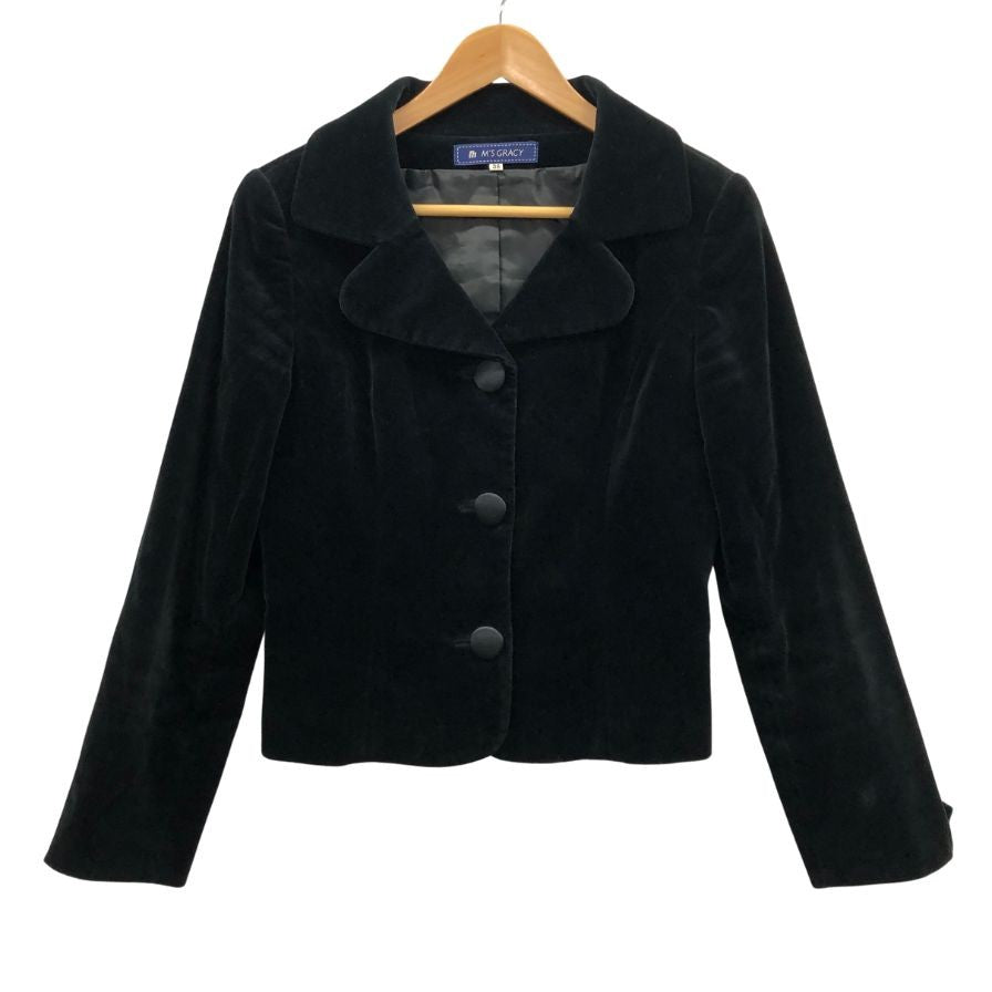 美品◆エムズグレイシー ジャケット ベロア サイズ38 ブラック レディース M'S GRACY 【AFB11】