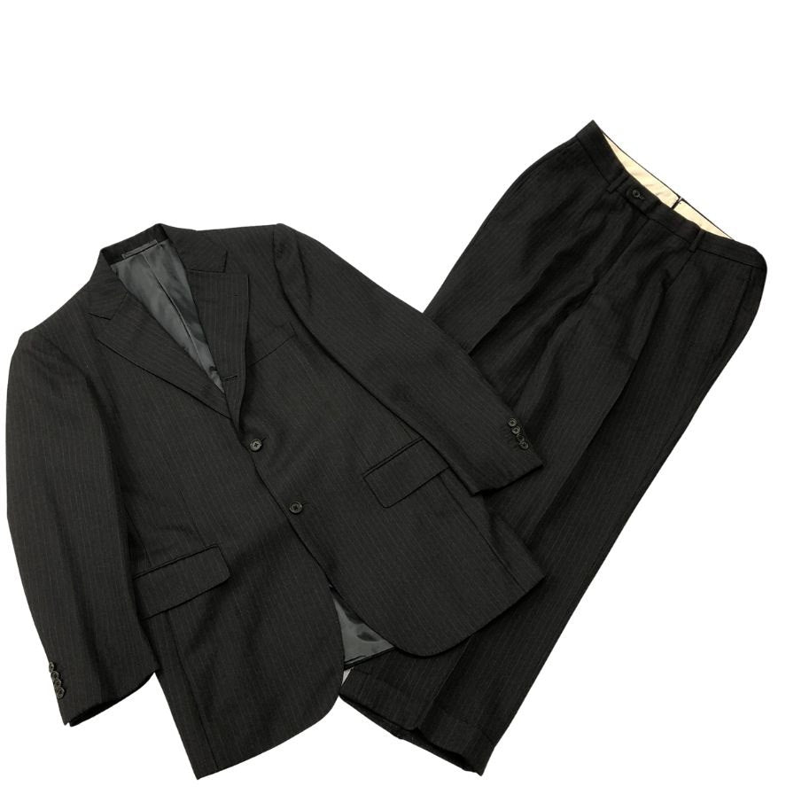 リングヂャケット×カノニコ スーツ セットアップ ストライプ サイズ48 ブラック系 メンズ RING JACKET VITALE BARBERIS CANONICO【AFA24】