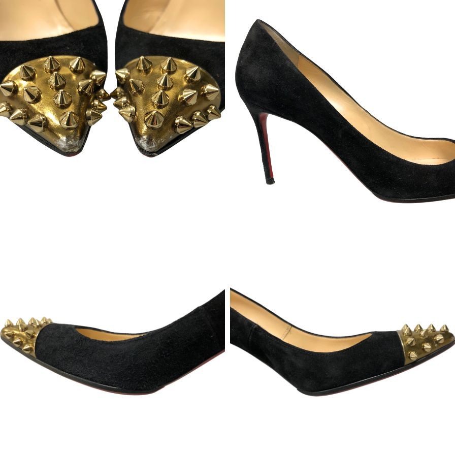 クリスチャンルブタン パンプス ハイヒール スエード スパイクスタッズ ブラック レディース サイズ23.5 Christian Louboutin 約23.5cm【AFC44】