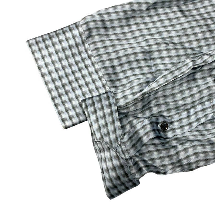 中古◆ジョルジオ アルマーニ 総柄 シルク100% シャツ メンズ サイズ44 ブルー系 GIORGIO ARMANI 【AFB33】