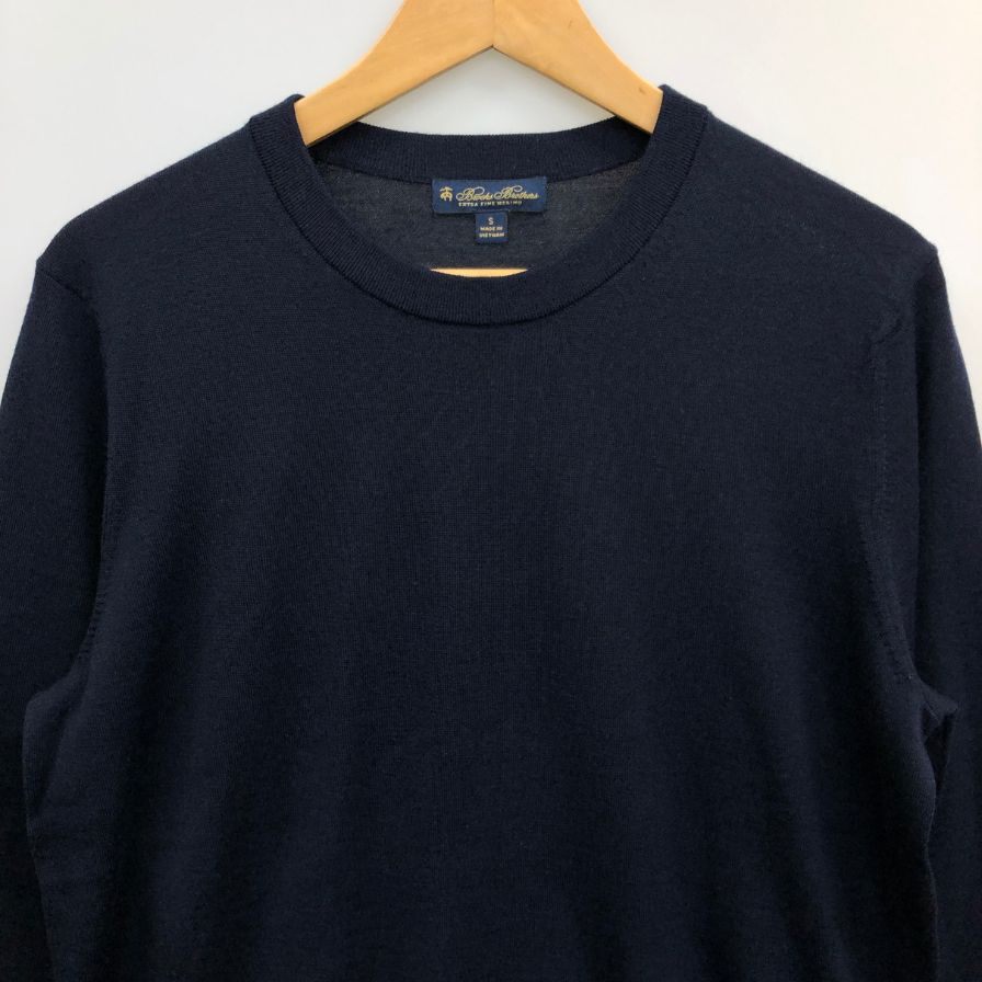 極美品◆ブルックスブラザーズ セーター ニット ウール メンズ サイズS ネイビー BROOKS BROTHERS 【AFB46】