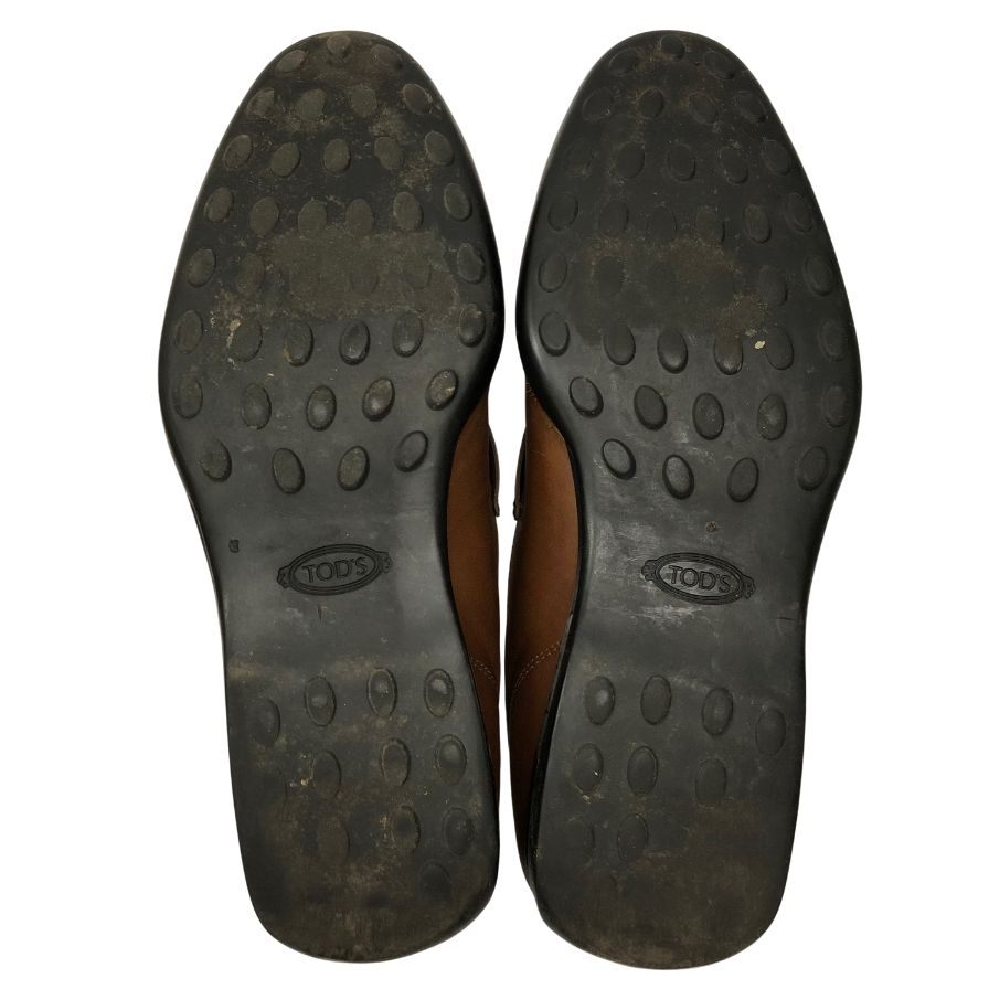 トッズ ペニーローファー ラバーソール レザー ブラウン メンズ サイズ7 TOD'S 約25.5cm【AFD8】
