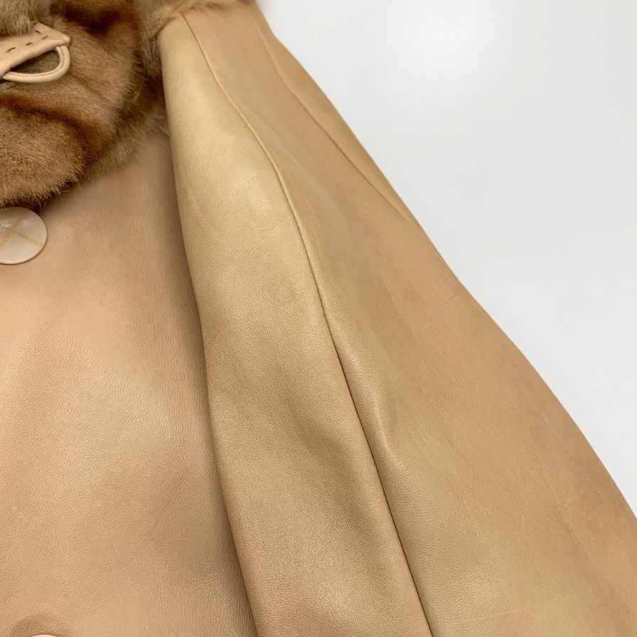 極美品◆ジェニファーレオナルディ ハーフコート ベージュ フリーサイズ ラムレザー レディース Jennifer Leonardi 【AFG1】