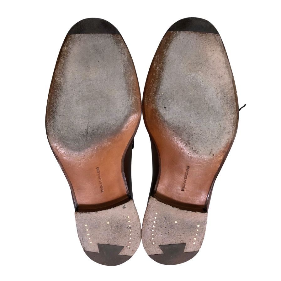 ロイドフットウェア レザーシューズ プレーントゥ クロケット&ジョーンズ製 ブラウン メンズ サイズ6E Lloyd Footwear 約24.0cm【AFC8】