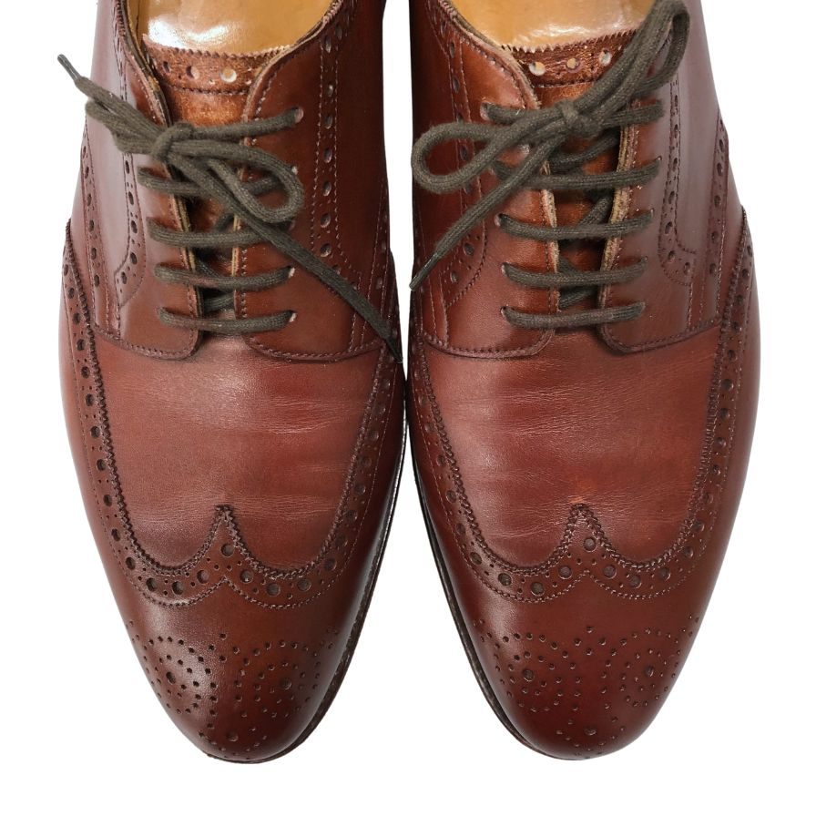 ジョンロブ レザーシューズ ダービー フルブローグ カーフ バーガンディアンティーク サイズ7.5E 9672 JOHN LOBB ビジネスシューズ 約26.0cm【LA】【中古】