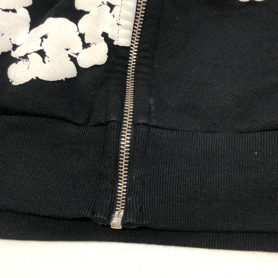 美品◆デニムティアーズ フラワープリント ジップ パーカー メンズ サイズS ブラック DENIM TEARS 【AFB4】
