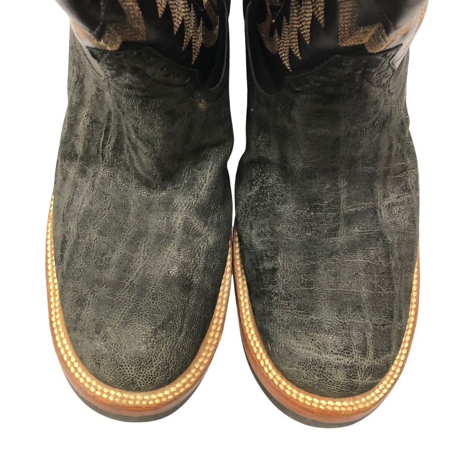 アンダーソン ビーン ブーツ カンパニー ローパーブーツ オーストリッチ&レザーコンビ メンズ サイズ8D ブラック ANDERSON BEAN BOOT COMPANY 約27.0cm【AFC44】