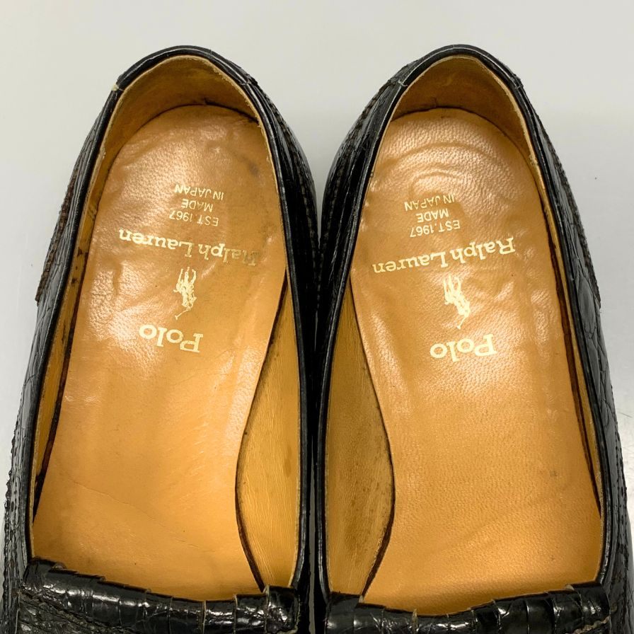 ラルフローレン リアルクロコダイルレザー ローファー ブラック サイズ24EE メンズ 革靴 Polo Ralph Lauren 約24.0cm【AFC6】