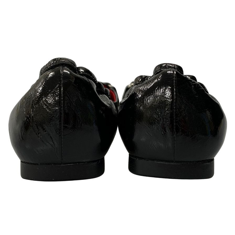 ロジェ ヴィヴィエ エナメル バレエシューズ フラットシューズ バックル レディース サイズ36.5 ブラック Roger Vivier 約23.5cm【AFC32】