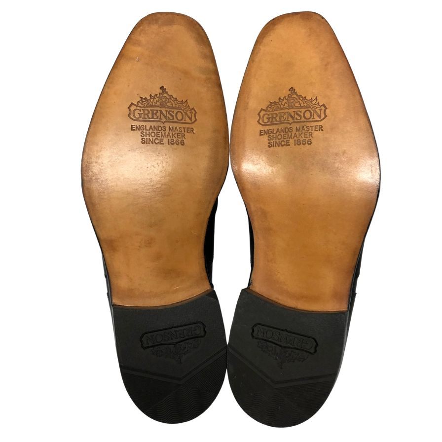 グレンソン レザーシューズ ブラインドブローグ 英国製 ブラック メンズ サイズ6E GRENSON ビジネスシューズ 約24.5cm【LA】【中古】