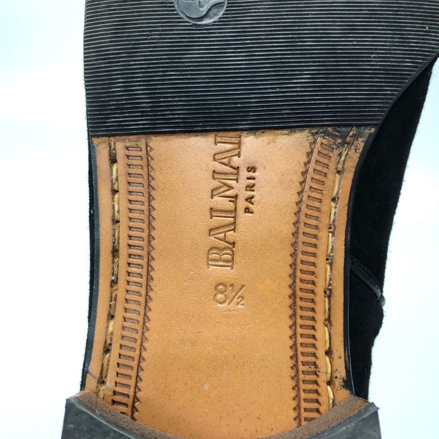 バルマン スウェード サイドジップブーツ ブラック サイズ8.5 BALMAIN 約26.5cm【AFC43】