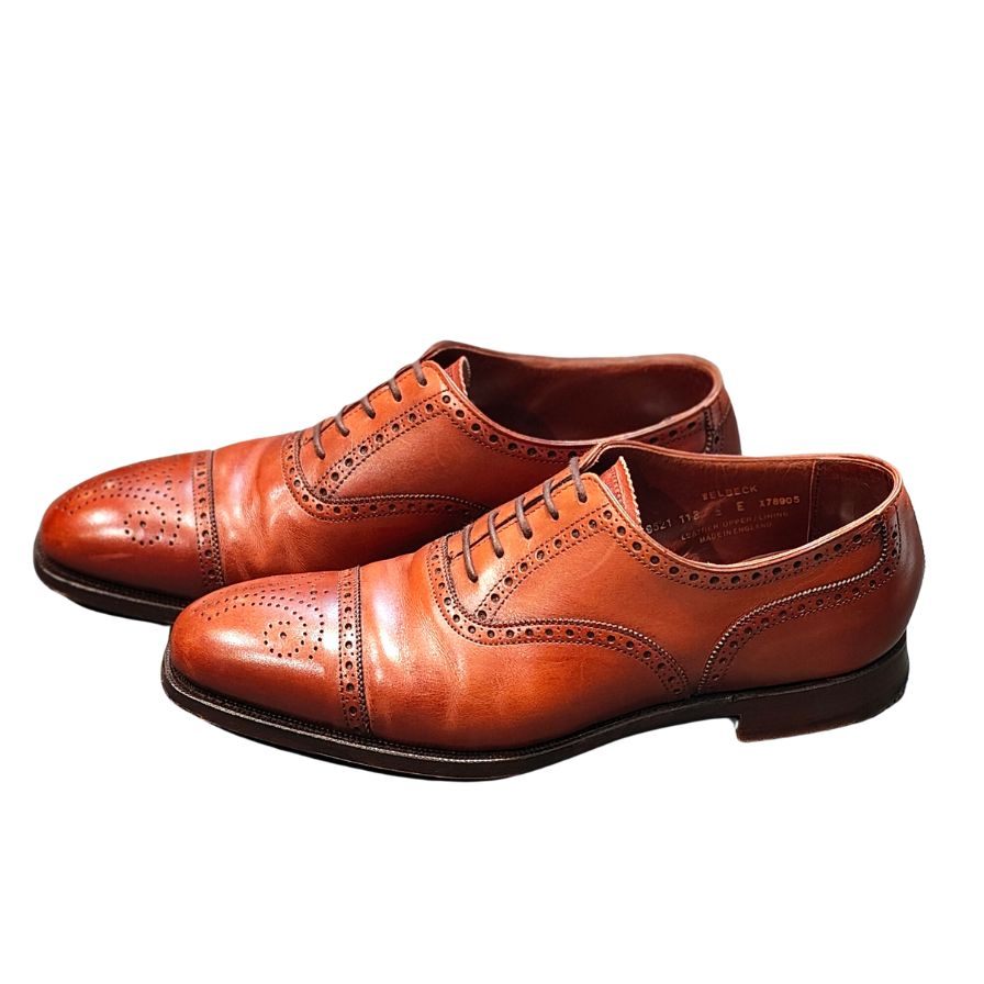クロケット&ジョーンズ レザーシューズ セミブローグ ウェルベック ダイナイトソール ブラウン メンズ サイズ5E Crockett&Jones WELBECK ビジネスシューズ 約24.5cm【LA】【中古】