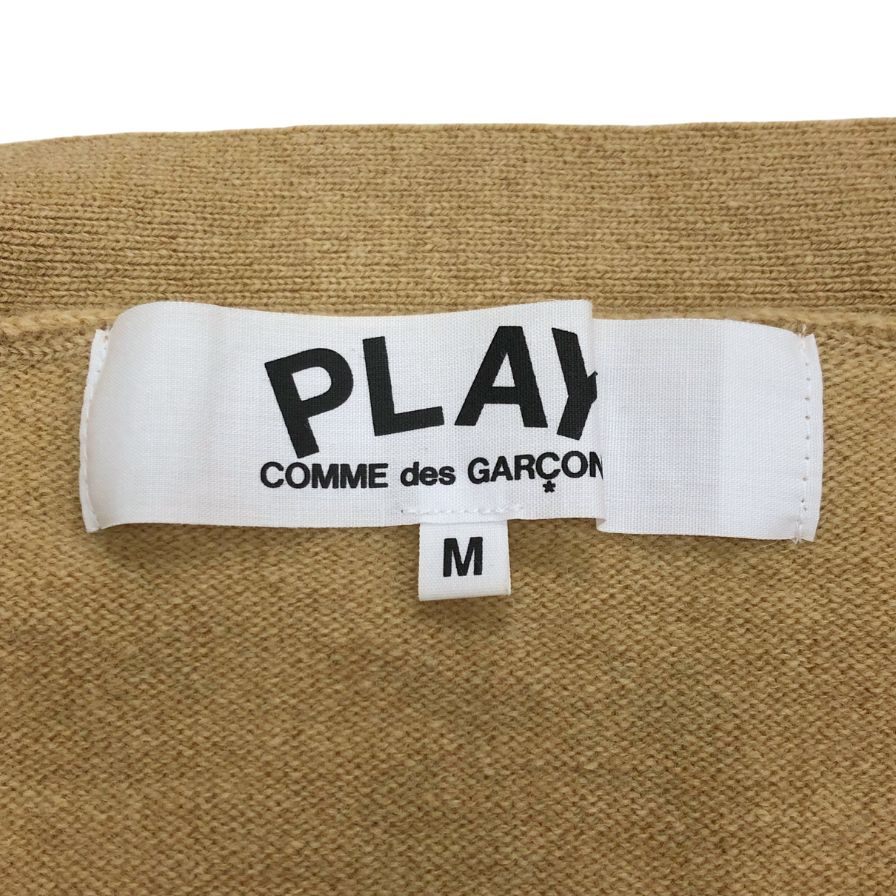 極美品◆コムデギャルソン カーディガン プレイコムデギャルソン ワッペン ウール ユニセックス ベージュ サイズM COMME des GARCONS 【AFB9】