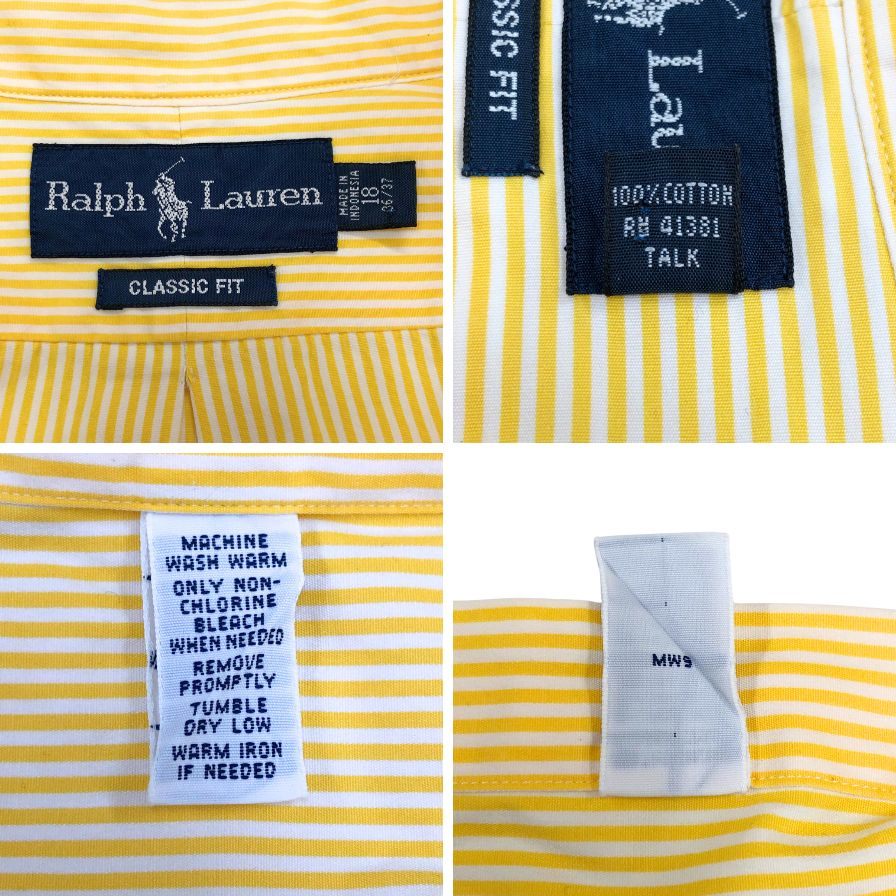 ラルフローレン 90S 長袖シャツ ストライプ イエロー系 サイズ18 Ralph Lauren【LA】