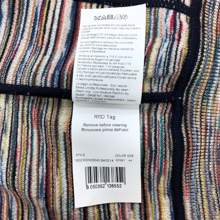 極美品◆ミッソーニ フロントジップ パーカー レディース 裏地総柄 ウール サイズ44 ネイビー MISSONI 【AFB17】