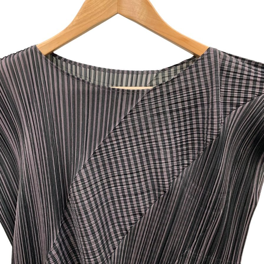 極美品◆イッセイミヤケ プリーツプリーズ ワンピース PP43JH443 マルチカラー グレイ系 サイズ3 ISSEY MIYAKE PLEATS PLEASE 【AFB48】