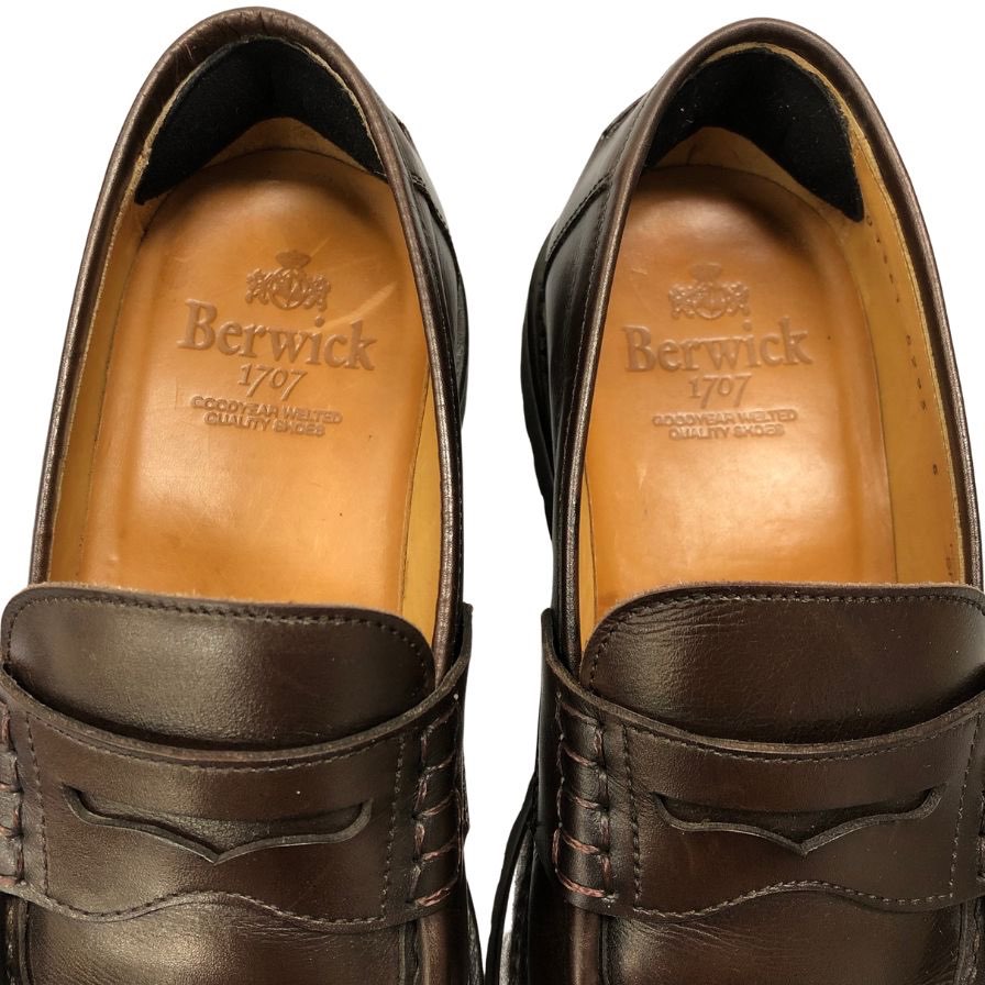 バーウィック コインローファー 5293 ボックスカーフ ブラウン メンズ サイズ25 Berwick 約25.0cm【AFD7】