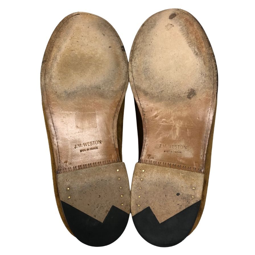 JMウエストン シグニチャー ローファー 180 スエード ブラウン メンズ サイズ7D J.M.WESTON ローファー 約26.5cm【LA】【中古】