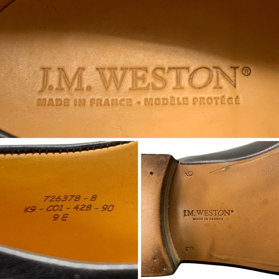 ジェイエムウエストン レザーシューズ ストレートチップ 428 ブラック カーフ サイズ9 メンズ J.M.WESTON スエードシューズ 約27.5cm【LA】【中古】