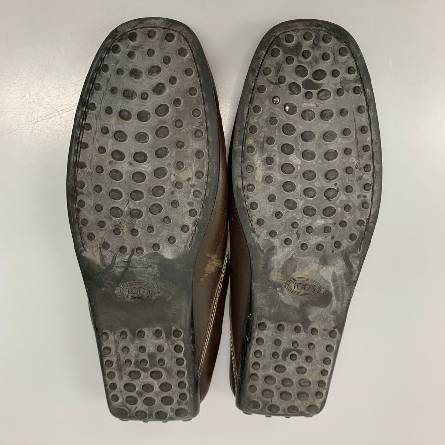 トッズ サボ レザーサンダル ブラウン サイズ8.5 TODS 約26.5cm【AFC36】