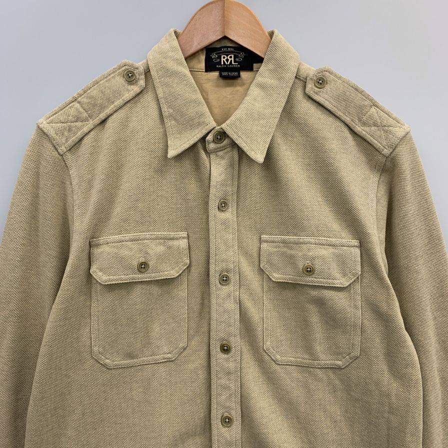 美品◆ダブルアールエル ラルフローレン ワークシャツ エポーレット メンズ サイズS ベージュ RRL RALPH LAUREN 【AFB18】